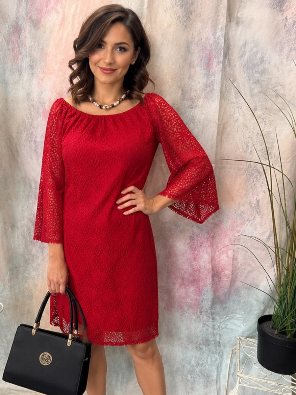 📌Reckless Angel Carmen Style Lace  Dress with Enchanting 3/4 Sleeves